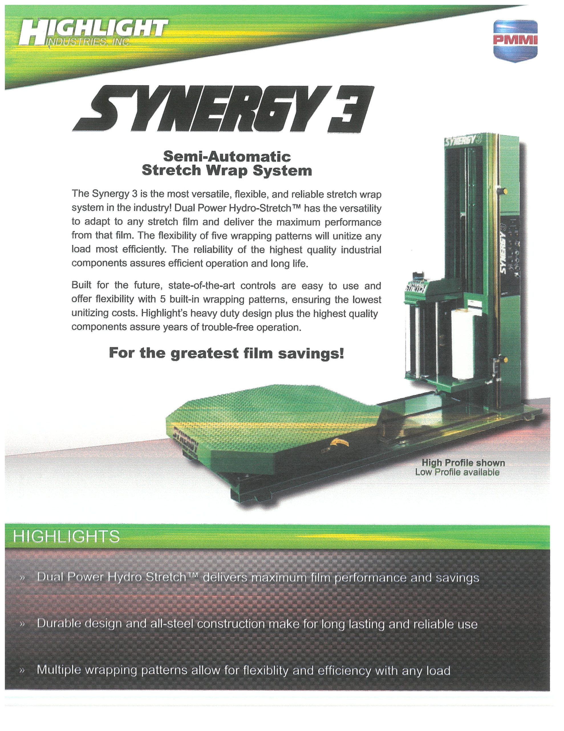 Used - Highlight Synergy 3 Semi-Automatic Stretch Wrapper MH2247-Material Handling