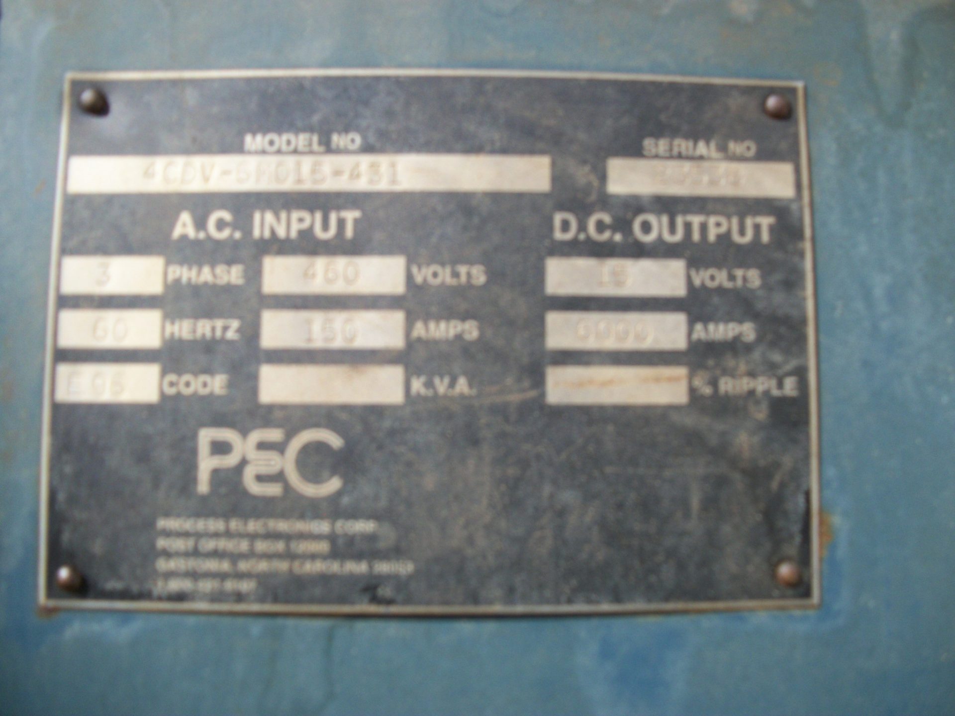 Used Rectifier - SASSC/PEC 6000 Amp 15 Volt Rectifier-Rectifiers