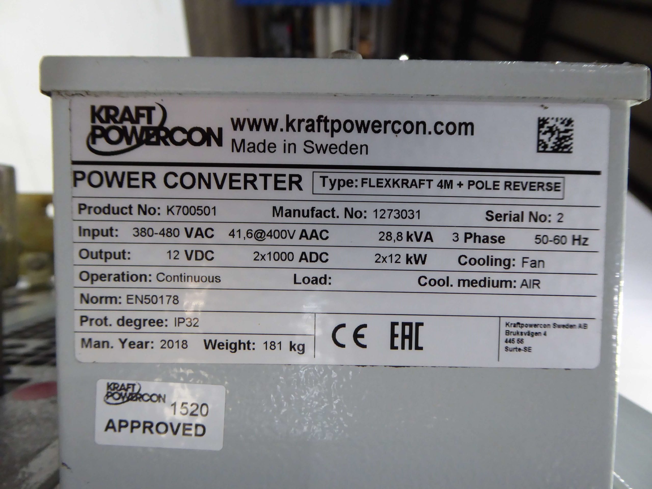 1000 Amp Dual Kraft Powercon 12 Volt Rectifier R3294 Lanco