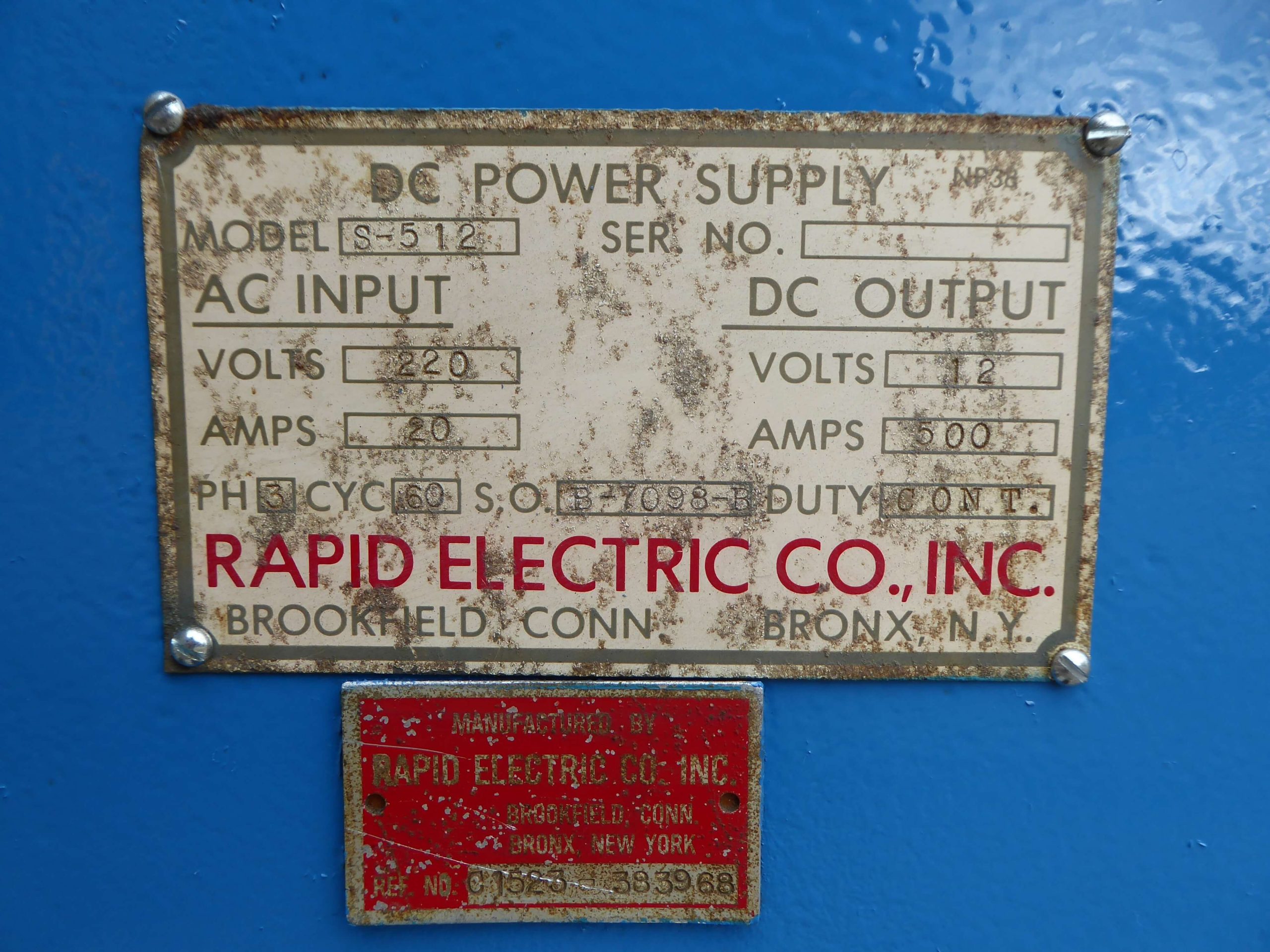 500 Amp Rapid 12 Volt Rectifier R3380 - Lanco Corporation | Used ...
