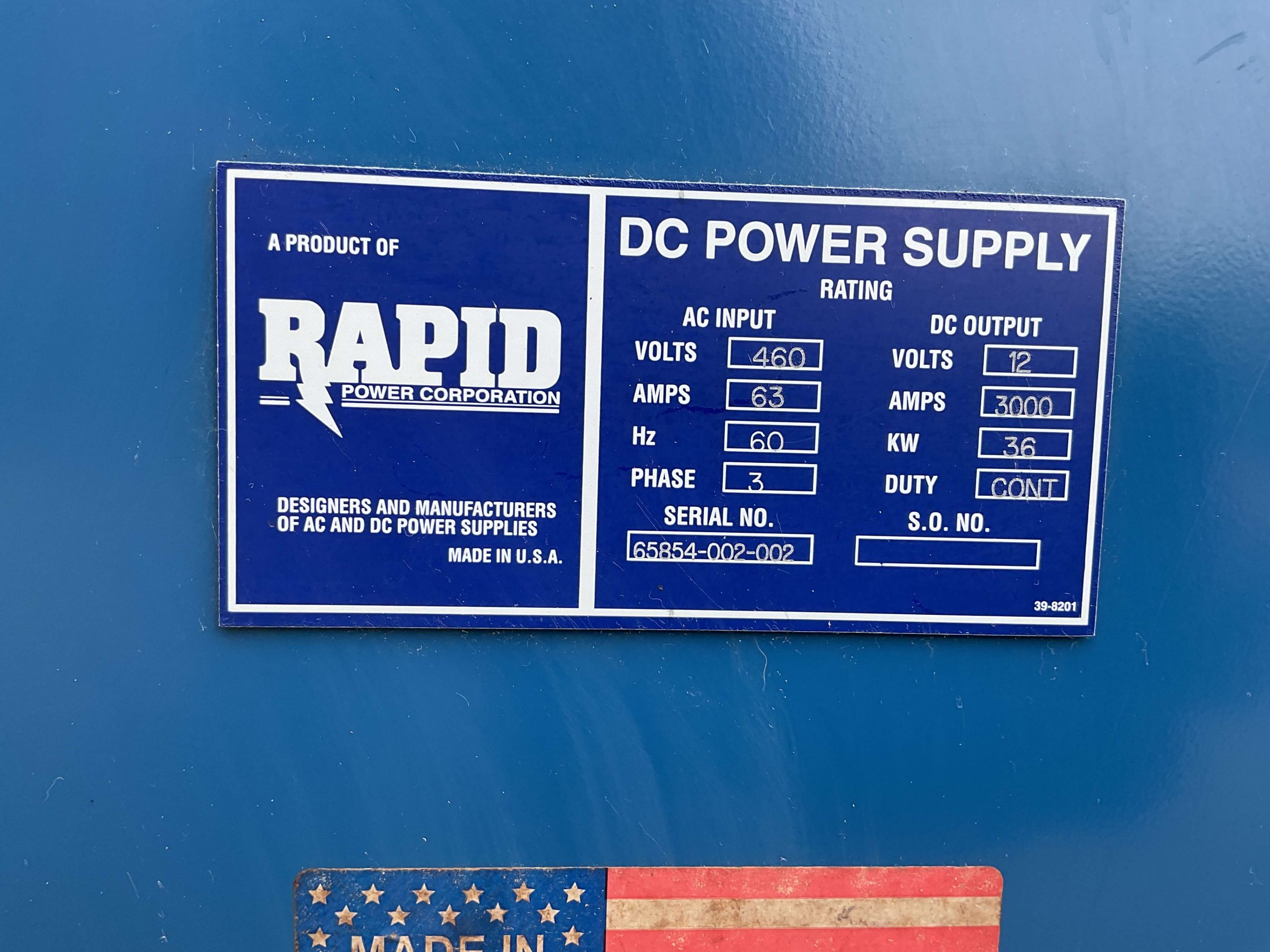3000 Amp Rapid 12 Volt Rectifier R3512 - Lanco Corporation | Used ...